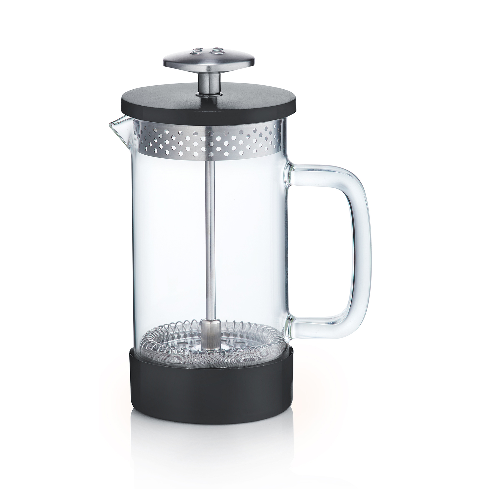 0.35 L / 12 oz 3 Cup Cafetiere Coffee Press with Triple Stainless Steel Filter RAINBEAN French Press Maker for Filter Coffee Heat Resistant Borosilicate Glass Loose Tea and Milk Froth 